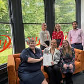 Back L-R Ellie Evans (trainee), Laura Stafford (Director, TEP), Sayid Molik (trainee)  Bottom L-R Sarah from Christian Aid, Lorna Ibbotson (Apprentice) and Sarah Burrow (solicitor)