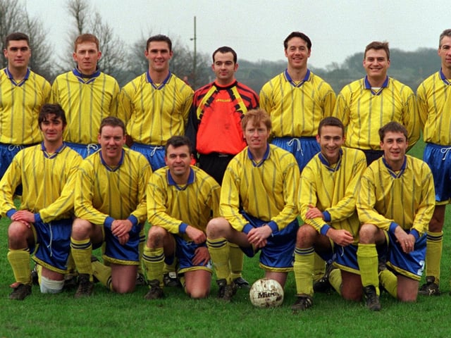 Cookridge of Senior Division B of the Leeds Sunday Leaguenin December 1997. Pictured, back from left, are Paul Stevens, David Brady, Paul Scott, Jamie Ibbetson, John Meehan, Nick Draper and Jerry Rose. Front row, from left, are John Clay, Tony Lewis, Dave Hemingway, Francis Smith, Phil Beesting and Andy Clay.