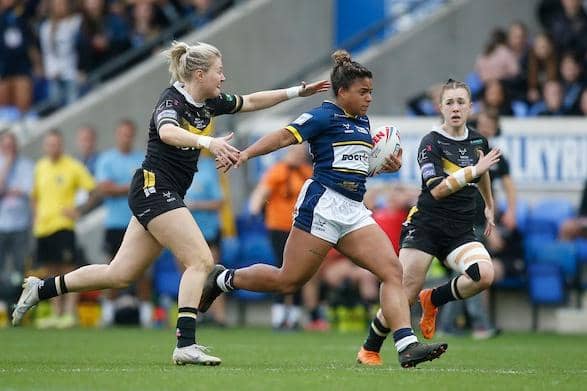 Kaiya Glynn makes a break for Rhinos in their Grand Final defeat at York. Picture by Ed Sykes/SWpix.com.