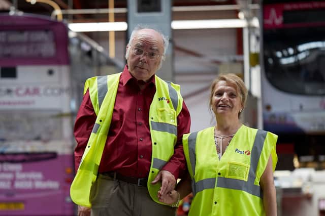 Mike Palfrey and Connie Hodgson take part in a performance at the Hunslet Bus Depot back in 2018. Picture: Mike Pinches