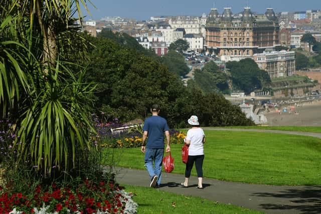 Another warm September day on the Soutrh Cliff of Scarborough.Photographed for the Yorkshire Post by Jonathan Gawthorpe.5th September 2023.