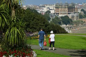 Another warm September day on the Soutrh Cliff of Scarborough.Photographed for the Yorkshire Post by Jonathan Gawthorpe.5th September 2023.