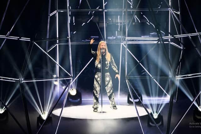 Singer Sam Ryder performs on behalf of The United Kingdom during the final of the Eurovision Song contest 2022. Picture: MARCO BERTORELLO/AFP via Getty Images.
