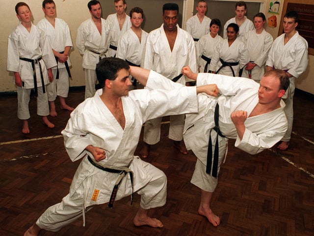 Leeds Zanshin Karate Club pictured in training at their base at Clapgate Primary School in March 1997.