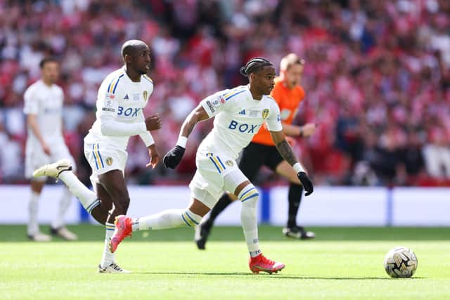 'MISSING': Leeds United's marquee names when the chips were down, Crysencio Summerville pictured looking to make something happen in the most important loss of the lot to Southampton in May's Championship play-off final defeat to Southampton. Photo by ADRIAN DENNIS/AFP via Getty Images.