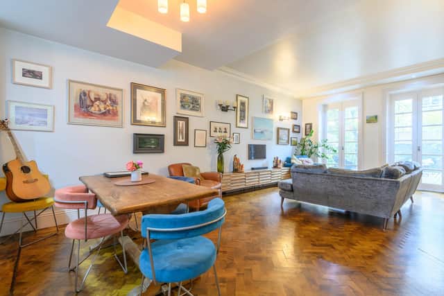 The house contains a huge open plan kitchen/dining/living area with AGA and parquet flooring. Picture: Jenna-Leigh Photography