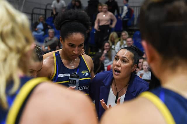 Building a culture: Director of netball Liana Leota, right, hopes to convince players like Vicki Oyesola, left, that the project is worth buying into at Leeds Rhinos Netball (Picture: Tom Pearson)