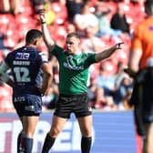 Leeds Rhinos' Rhyse Martin is sin-binned by referee Tom Grant in the first half oif the 22-16 loss at Salford Red Devils. Picture by John Clifton/SWpix.com.