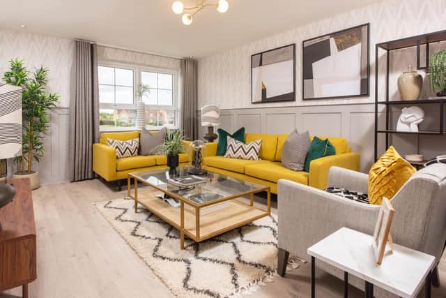 B&DWYW - The living room inside a typical property at Lockwood Fields