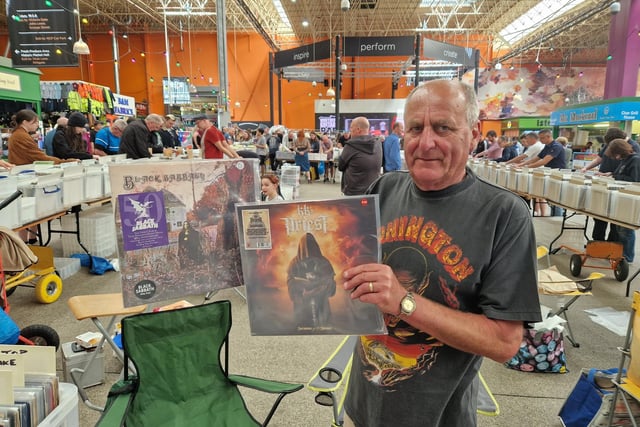 Record trader Bryan with two of his favourite albums.