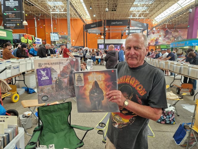 Record trader Bryan with two of his favourite albums.