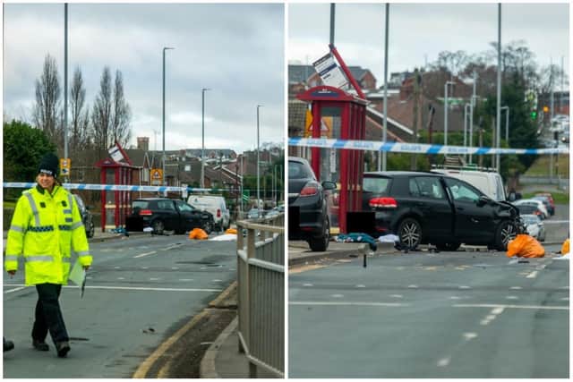 Police were called to the junction of Stanningley Road and Cockshott Lane in west Leeds yesterday. Pictures: James Hardisty