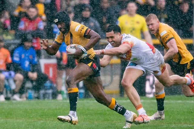 Jeremiah Simbiken is available for Castleford Tigers after a one-match ban. Picture by Allan McKenzie/SWpix.com.