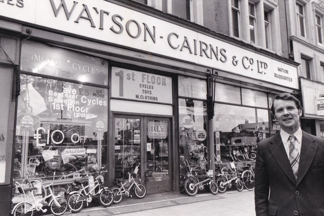 Watson Cairns & Co on Lower Briggate. Pictured is managing director Jim Cairns in June 1980.