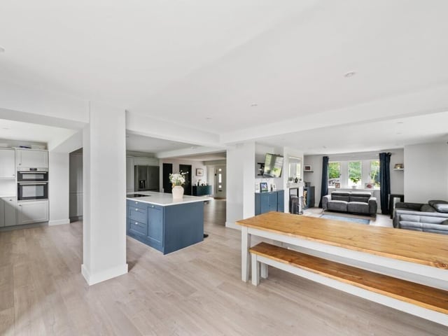 A bright and spacious living and dining kitchen.