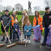B&DWYW - SGB-59880 - The team of volunteers in front of Morley War Memorial