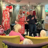 Entertainers Kim and Dave performing for residents at Augustus Court Care Home