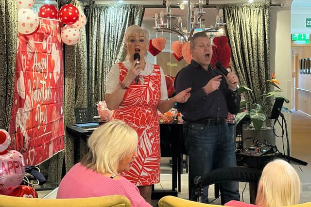 Entertainers Kim and Dave performing for residents at Augustus Court Care Home
