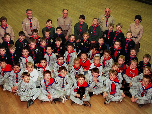 Members of the 1st Kippax Scouts and Beaver Group, who are appealing for adult leaders in March 1997.