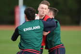 Harry Newman seen in training with England this week. Picture by Paul Currie/SWpix.com.