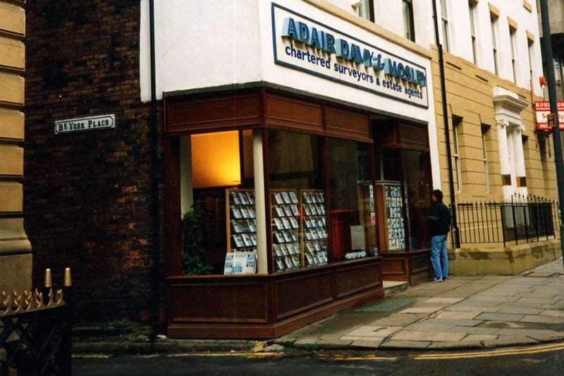 September 1990 and pictured is the junction of King Street and Back York Place, showing Adair Davey & Mosley, chartered surveyors and estate agents.