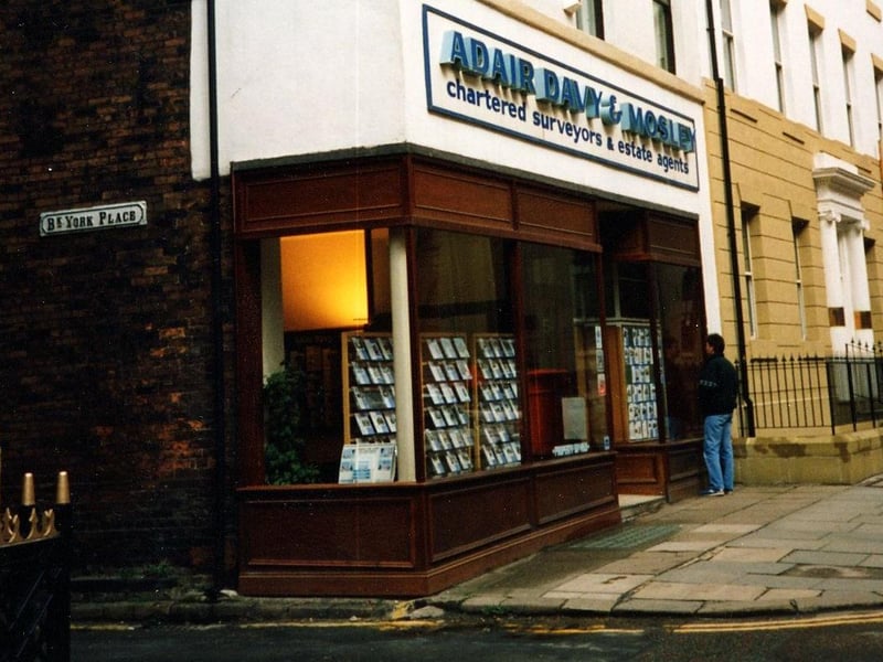 September 1990 and pictured is the junction of King Street and Back York Place, showing Adair Davey & Mosley, chartered surveyors and estate agents.