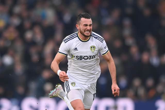 LEEDS, ENGLAND - JANUARY 22: Leeds player Jack Harrison in action during the Premier League match between Leeds United and Brentford FC at Elland Road on January 22, 2023 in Leeds, England. (Photo by Stu Forster/Getty Images)