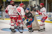 WE MEET AGAIN: Leeds Knights' captain Kieran Brown celebrates one of his four goals in November's 5-4 win over Swindon Wildcats. Picture: Ben Gordon/Knights Media.