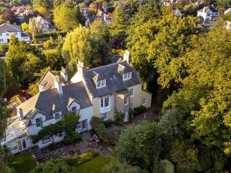 Aerial view of house.
