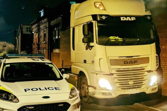 Police found the stolen lorry parked in a back street in Holbeck (Photo: WYP)