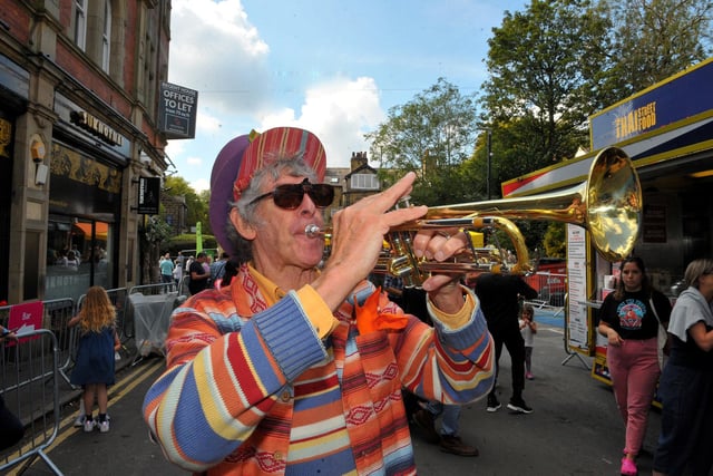 Trumpet player Phil Green in Regent Street