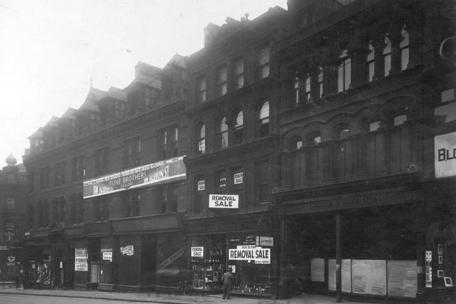 Just visible is Burtons on corner of The Headrow in July 1929. Shops closed down prior to the building of the Lewis's building which was opened on September 17, 1932.