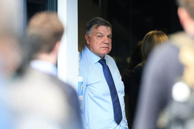 Leeds United's English head coach Sam Allardyce looks on prior to the English Premier League football match between Manchester City and Leeds United at the Etihad Stadium (Photo by LINDSEY PARNABY/AFP via Getty Images)