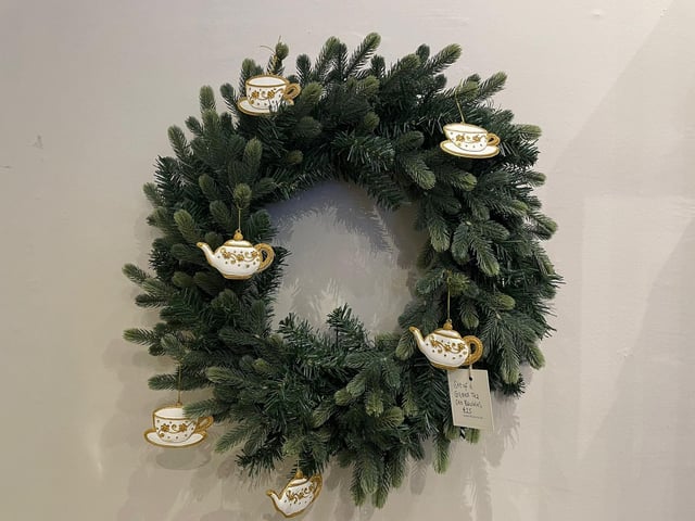 Pictured is the Christmas wreath available at Cox & Cox now.