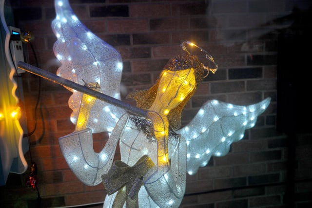 The display includes stunning angel lights.