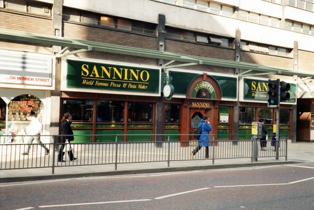Did you enjoy a meal here back in the day? Sannino restaurant on Merrion Street. That Shop gift shop is on the left.