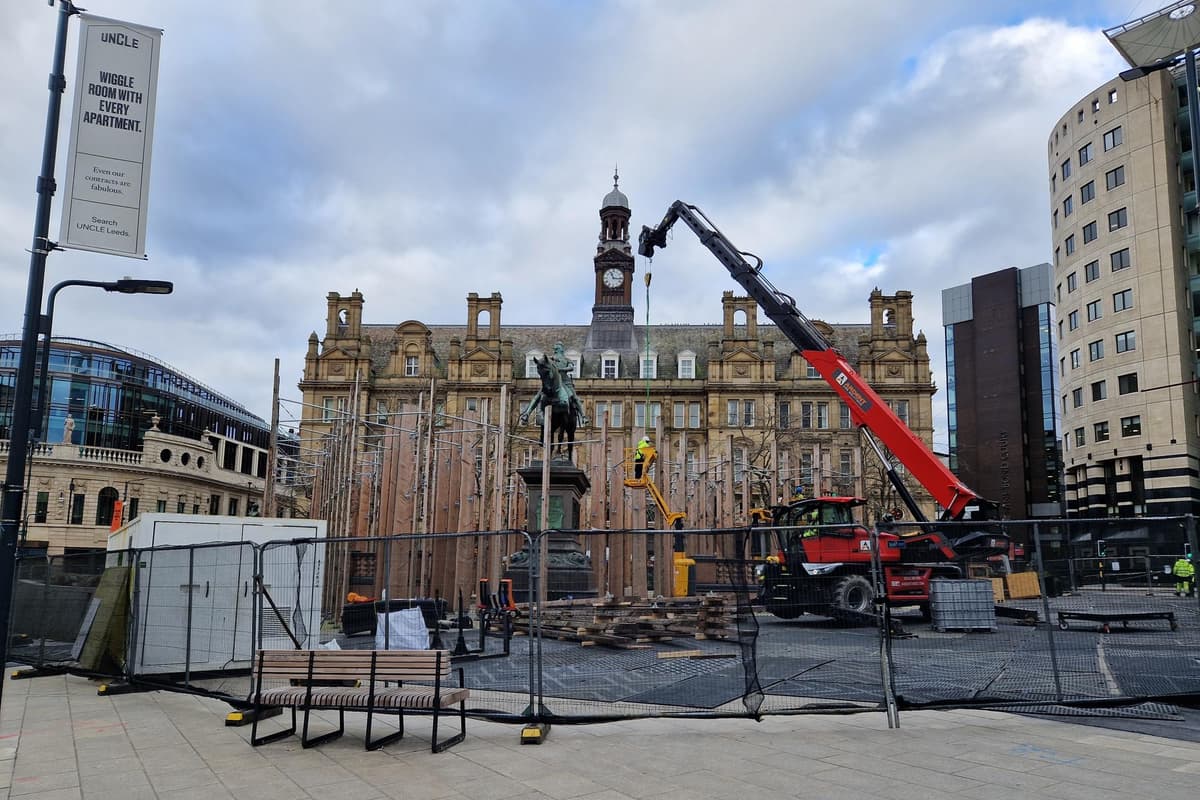 Leeds City Square: Pictures show 'sculptural forest' being dismantled ...
