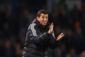 LEEDS, ENGLAND - APRIL 17: Javi Gracia, Manager of Leeds United, reacts during the Premier League match between Leeds United and Liverpool FC at Elland Road on April 17, 2023 in Leeds, England. (Photo by Naomi Baker/Getty Images)