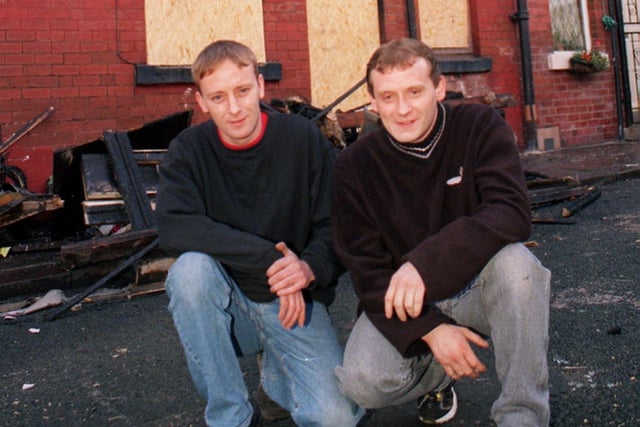 This is Geoff Harvey (left) and Russell Cunningham who, along with John Brown, rescued a man from a burning house in Richmond Hill in December 1998.