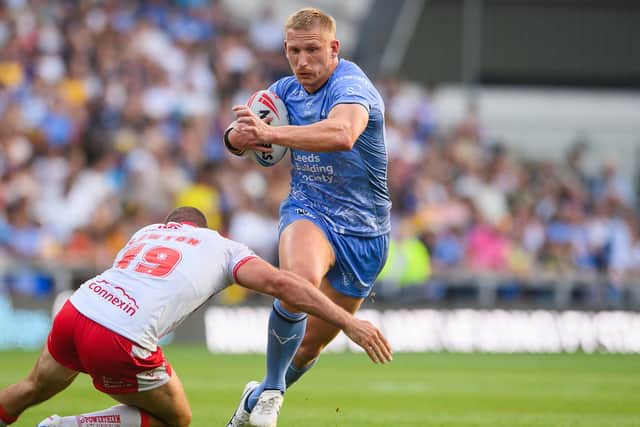 Mikolaj Oledzki, pictured on the charge against Hull KR, is the best prop in Super League, Leeds Rhinos teammate Keenan Palasia says. Picture by Allan McKenzie/SWpix.com.