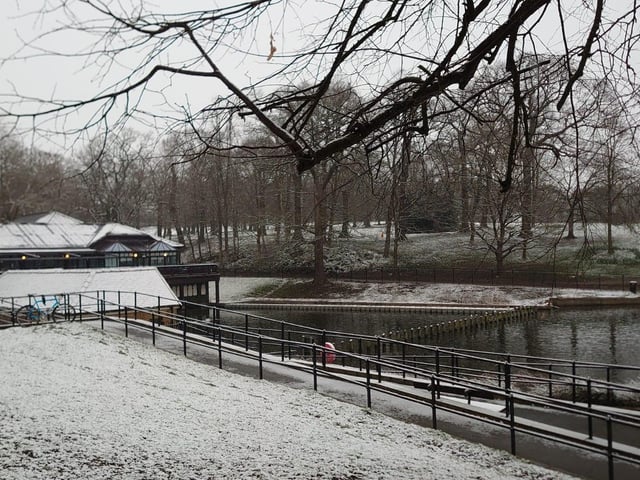 Those who enjoy early morning strolls had views different to their usual ones today.