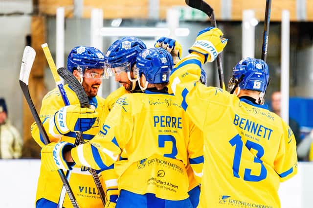 GOOD MOVE: Balint Pakozdi (left) is loving life with Leeds Knights after making the switch from NIHL National rivals, Swindon Wildcats. Picture: Kev Bland/Knights Media