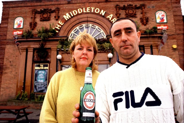 Do you rememberpublicans Barry and Sharon Meeson? They ran The Middleton Arms. They were making a stand against bootlegged cheap imported beer in February 1999.