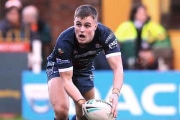 Kiedan Hartley, seen playing for Featherstone Rovers in 2018, is a member of East Leeds' play-off final squad. Picture by Steve Riding.