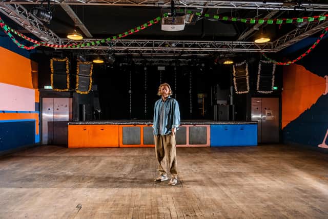 Co-owner Simon Stevens in the Belgrave Music Hall and Canteen's venue space, which has hosted acts including Stormzy, Jungle, Little Simz and Royal Blood. Photo: James Hardisty