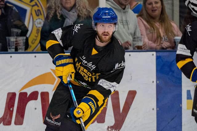 KEEP THEM COMING: Adam Barnes scored three goals in the weekend wins against NIHL National rivals, Bees IHC. Picture courtesy of Oliver Portamento