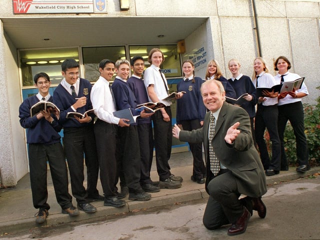 Wakefield City High School was celebrating improved exam results in August 2000. Pictured is headteacher Alan Yellup with pupils, from left, Kalim Khan, Naveed Khan, Husnain Abbas, Jacky Hogan, Naeem Khalid, Patrick Easingwood, Clare McCourt, Faith Grant, Janine Hubbard, Danielle Gill and Debby Reynolds.