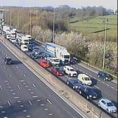 There is five miles of congestion on the M62 westbound following a crash on Friday morning. Photo: National Highways