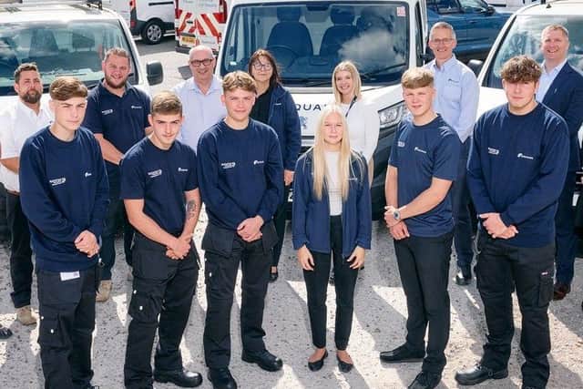 Rotherham apprentices Zachary Deardon, Charlie O’Donnell, Lewis Bateman, Olivia Reilly, Jamie Kelly and Thomas Radford.