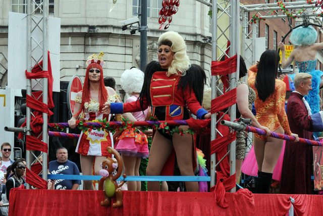 Performers on one of the floats.